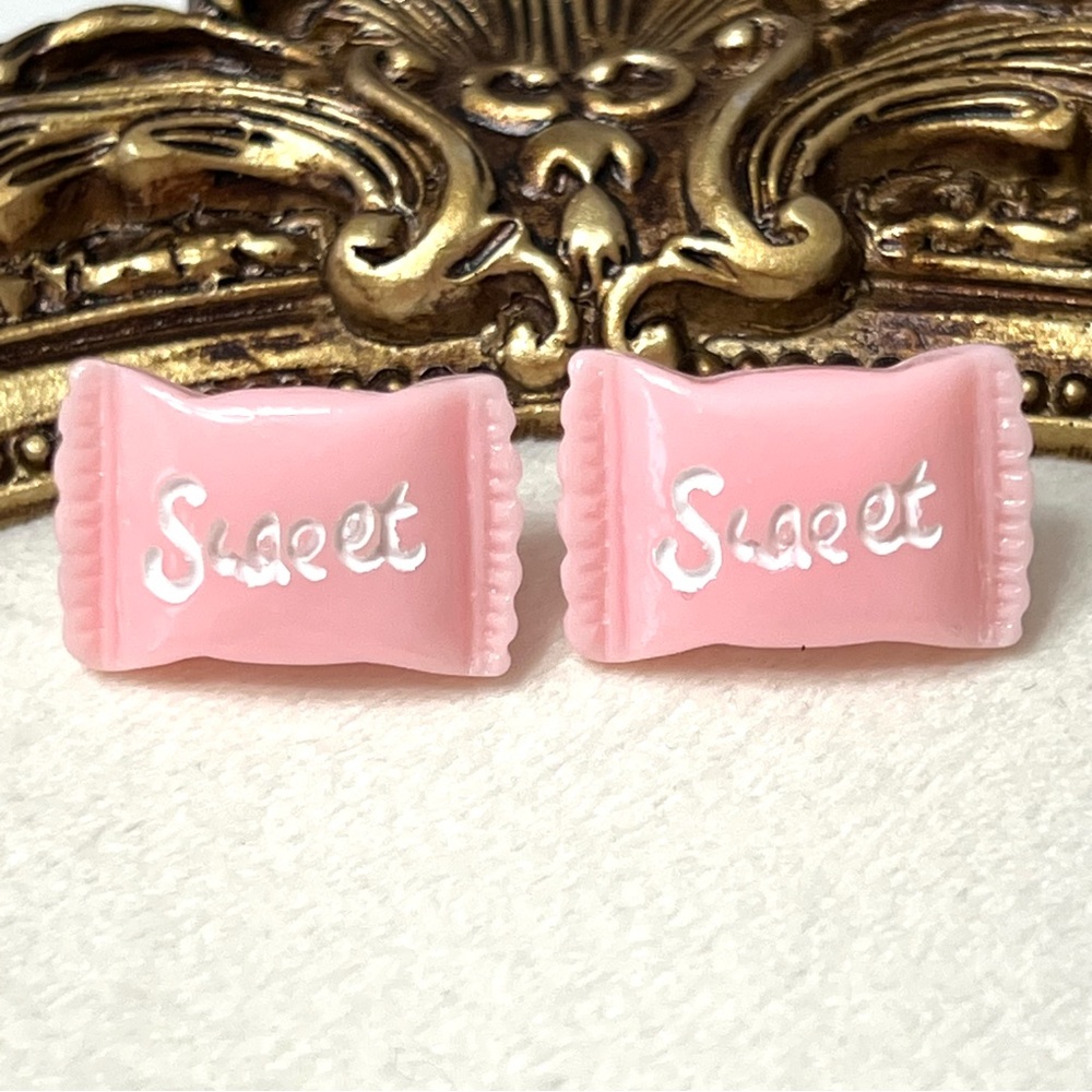 Kawaii Pink Candy Stud Earrings